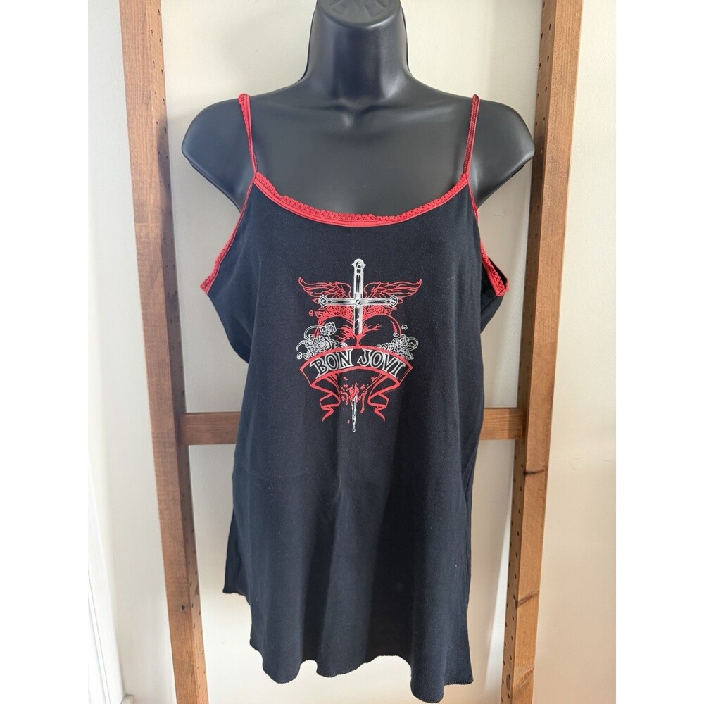 Vintage Bon Jovi 90s Y2K Spaghetti String Tank Top Women's Large Tour￼